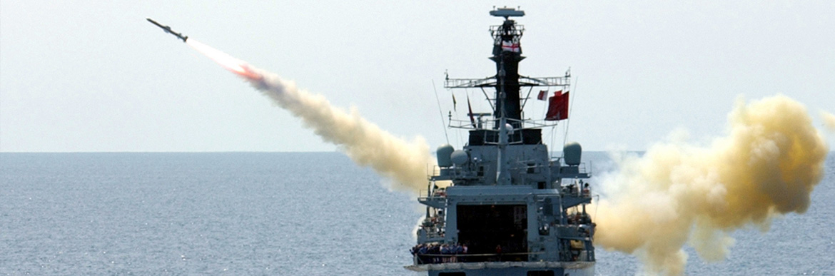 HMS RICHMOND firing a Harpoon anti-ship missile. Crown Copyright. Image sourced from the Royal Navy and available for reuse under the OGL (Open Government License)